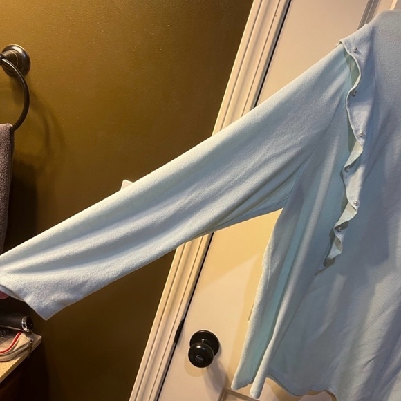 Lane Bryant Very Light Green Ruffle Sleeve Top. Sweater-like - Picture 3 of 5